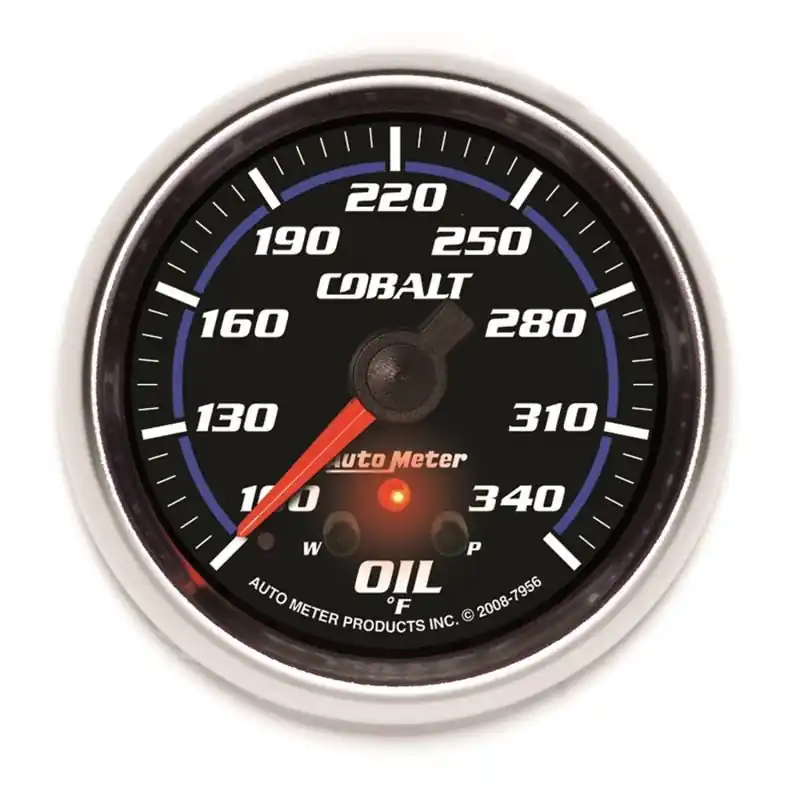 AutoMeter Gauge Oil Temp 2-5/8in. 340 Deg. F Stepper Motor W/ Peak & Warn Cobalt (ATM7956)