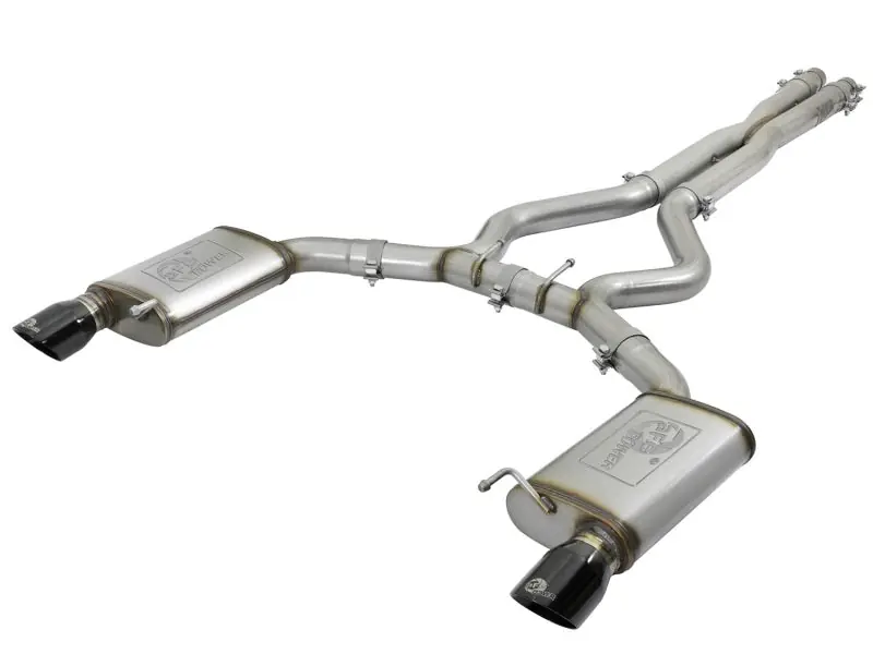 aFe MACHForce XP 3in 304 SS Cat-Back Exhausts w/ Black Tips 15-17 Ford Mustang GT V8-5.0L/V6-3.7L (AFE49-33072-1B)