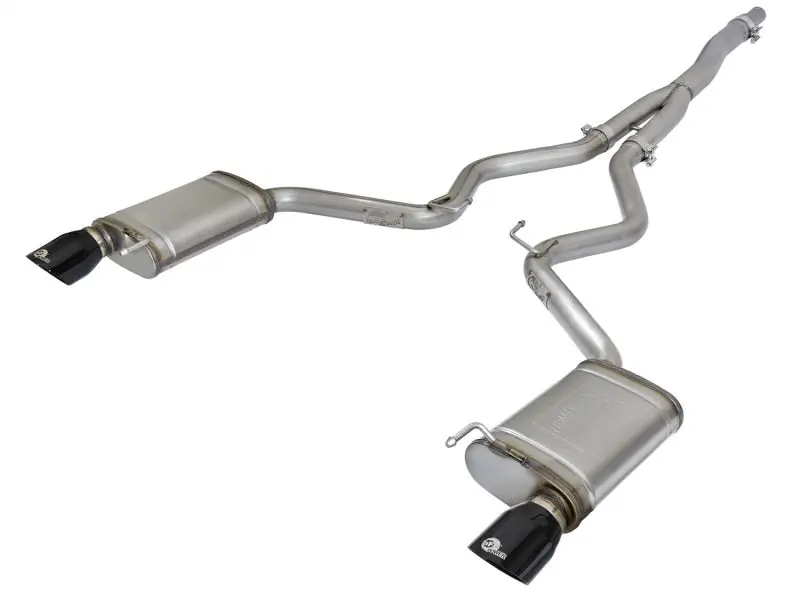 aFe MACHForce XP Exhausts Cat-Back SS-304 EXH w/ Black Tips 15-16 Ford Mustang EcoBoost 2.3L (t) (AFE49-33084-B)