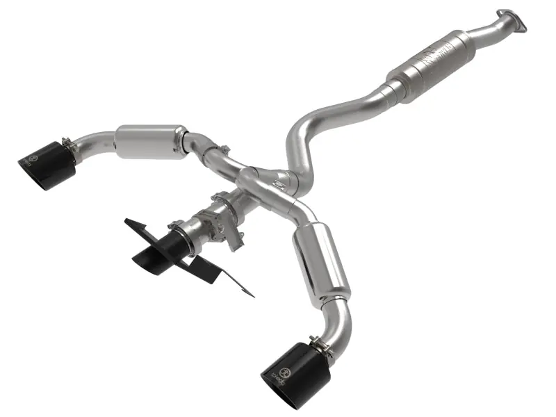 aFe 23-24 Toyota GR Corolla L3 1.6L (t) Gemini XV 3in to 2-1/2in Cat Back Exhaust w/ Black Tips (AFE49-36067-B)