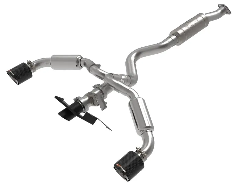 aFe 23-24 Toyota GR Corolla L3 1.6L (t) Gemini XV 3in to 2-1/2in CatBack Exhaust w/Carbon Fiber Tips (AFE49-36067-C)