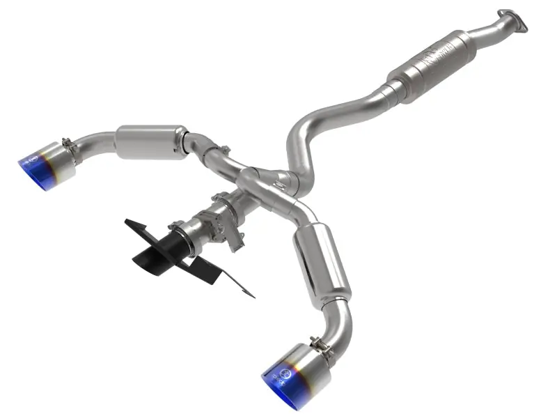aFe 23-24 Toyota GR Corolla L3 1.6L (t) Gemini XV 3in to 2-1/2in Cat Back Exhaust w/ Blue Flame Tips (AFE49-36067-L)