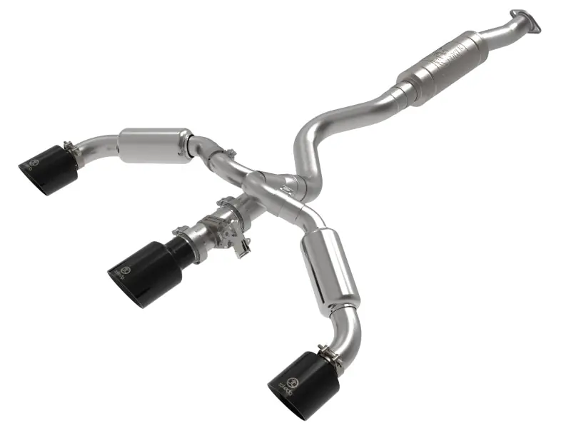 aFe 23-24 Toyota GR Corolla L3 1.6L (t) Gemini XV 3in to 2-1/2in Cat Back Exhaust w/ Black Tips (AFE49-36070-B)
