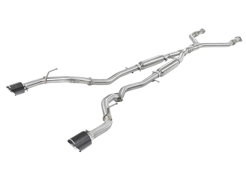 aFe Takeda 2.5in 304 SS Cat-Back Exhaust System w/ Carbon Fiber Tips 16-18 Infiniti Q50 V6-3.0L (tt) (AFE49-36132NM-C)