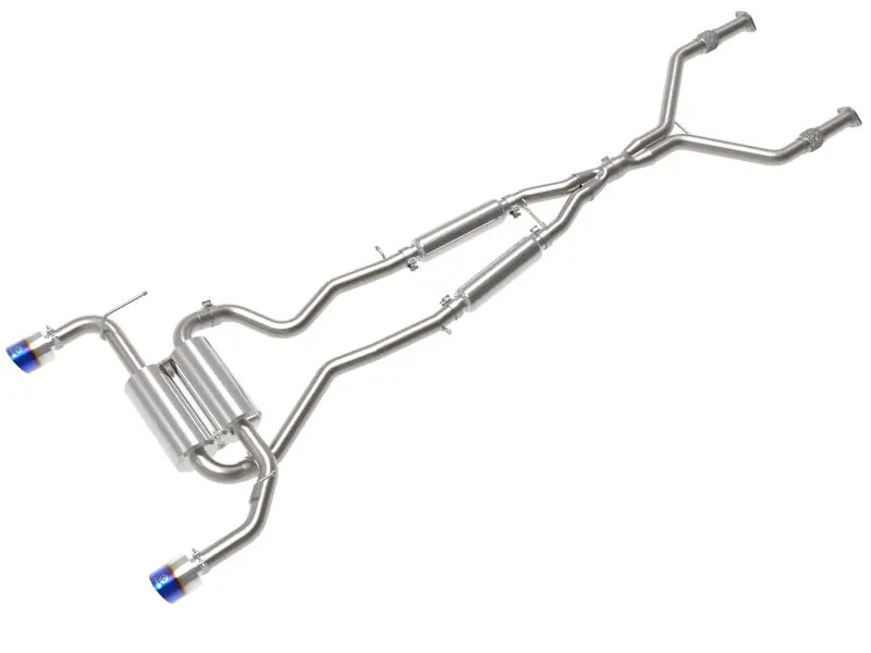 aFe 14-15 Infiniti Q50 V6 3.7L Takeda 2-1/2in 304 SS Cat-Back Exhaust System w/ Blue Flame Tips (AFE49-36136-L)