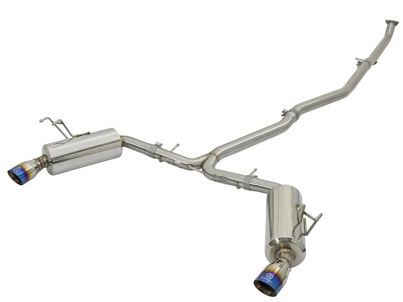 aFe POWER Takeda 16-17 Honda Civic I4-1.5L (t) 2.5-2.25in 304 SS CB Dual-Exit Exhaust Blue Tips (AFE49-36615-L)
