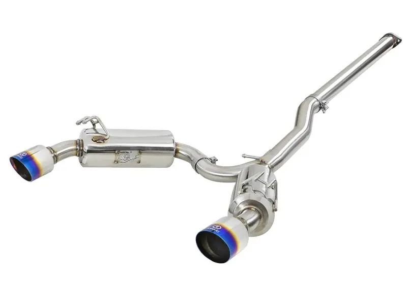 aFe Takeda 3in. to 2.5in. 304 SS C/B Exhaust 08-15 Mitsubishi EVO I4-2.0L (t) - Blue Flamed Tips (AFE49-36701-L)