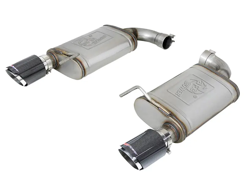 aFe MACH Force Xp SS Axle Back Exhaust System w/ Carbon Fiber Tips 15-17 Ford Mustang GT V8-5.0L (AFE49-43105-C)