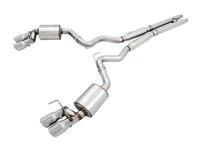 AWE Tuning 2018+ Ford Mustang GT (S550) Cat-back Exhaust - Touring Edition (Quad Chrome Silver Tips) (AWE3015-42102)