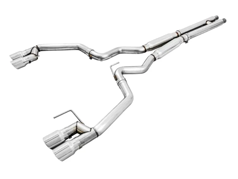 AWE Tuning 2018+ Ford Mustang GT (S550) Cat-back Exhaust - Track Edition (Quad Chrome Silver Tips) (AWE3020-42064)
