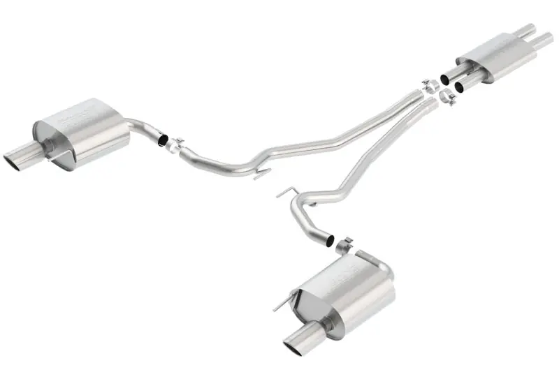 Borla Cat Back 15-17 Ford Mustang 3.7L V6 MT/AT 2.25in Pipe 4in Single Round Rolled Tips (BOR140587)