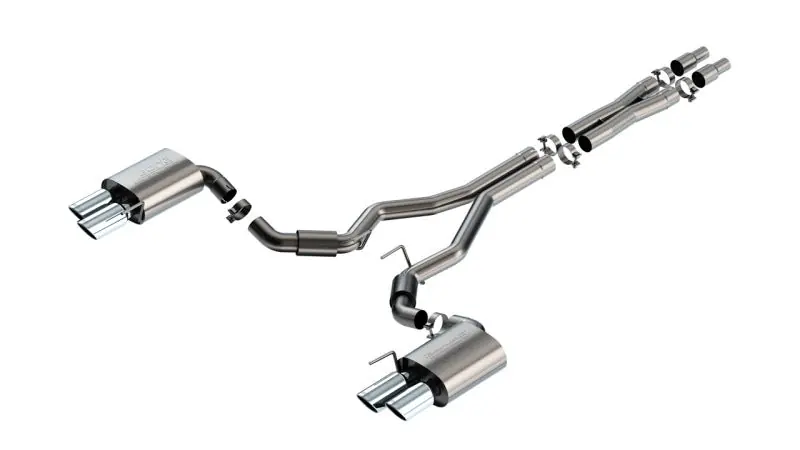 Borla 2024 Ford Mustang GT 5.0L V8 3 in S-Type Catback Non-Active Exhaust- Chrome Quad Tip (BOR140969)