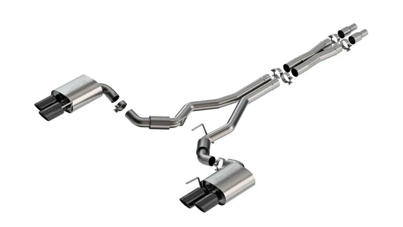 Borla 2024 Ford Mustang GT 5.0L V8 3 in S-Type Catback Non-Active Exhaust- Black Chrome Quad Tip (BOR140969BC)