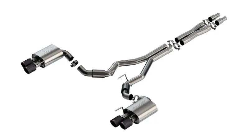 Borla 2024 Ford Mustang GT 5.0L V8 3 in S-Type Catback Non-Active Exhaust- Carbon Fiber Quad Tip (BOR140969CFBA)