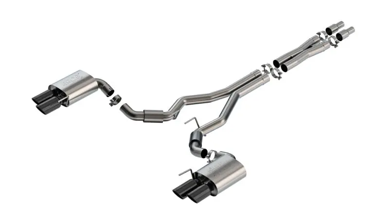 Borla 2024 Ford Mustang GT 5.0L V8 3 in ATAK Catback Non-Active Exhaust- Black Chrome Quad Tip (BOR140970BC)