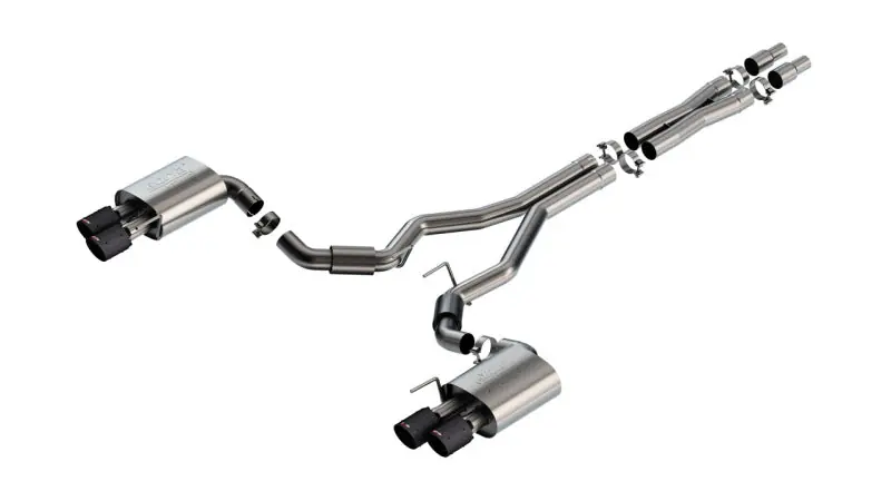 Borla 2024 Ford Mustang GT 5.0L V8 3 in ATAK Catback Non-Active Exhaust- Carbon Fiber Quad Tip (BOR140970CFBA)