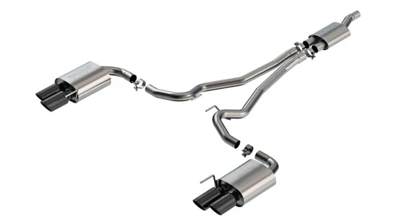 Borla 2024 Ford Mustang 2.3L Ecoboost S-Type Black Chrome Catback Exhaust w/ Quad Tips - Non-Active (BOR140981BC)