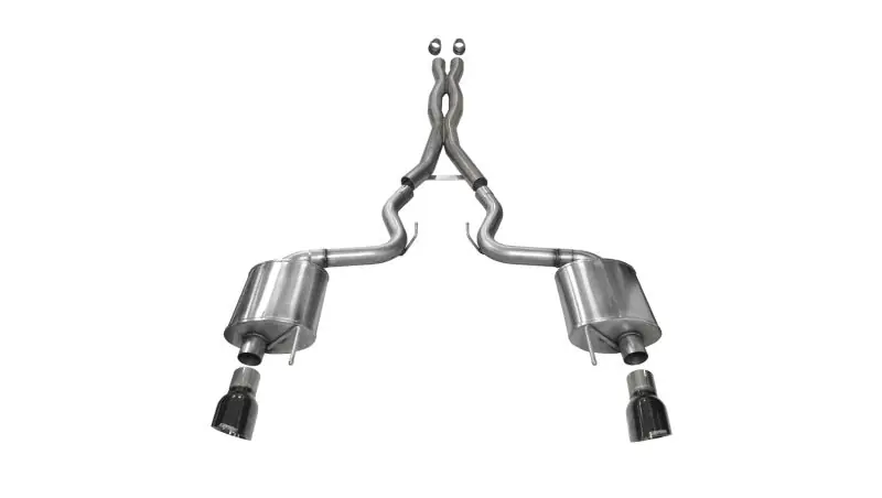 Corsa 2015-2017 Ford Mustang GT 5.0 3in Cat Back Exhaust Black Dual Tips (Sport) (COR14332BLK)