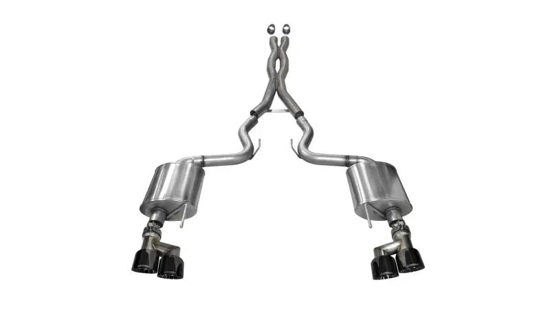 Corsa 2015-2017 Ford Mustang GT 5.0 3in Cat Back Exhaust Black Quad Tips (Sport) (COR14337BLK)