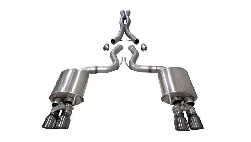 Corsa 2018-2023 Ford Mustang GT Fastback 5.0L 3in Cat-Back System Dual Rear Exit w/ 4in GunmetalTips (COR21001GNM)