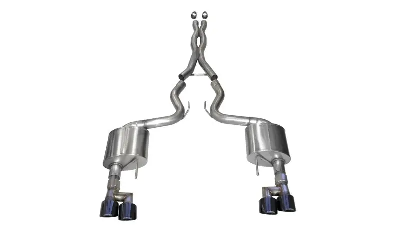 Corsa 18-23 Ford Mustang 5.0L V8 3in Xtreme Cat-Back Dual Rear Exit w/ 4in Black PVD Pro-Series Tips (COR21040BLK)