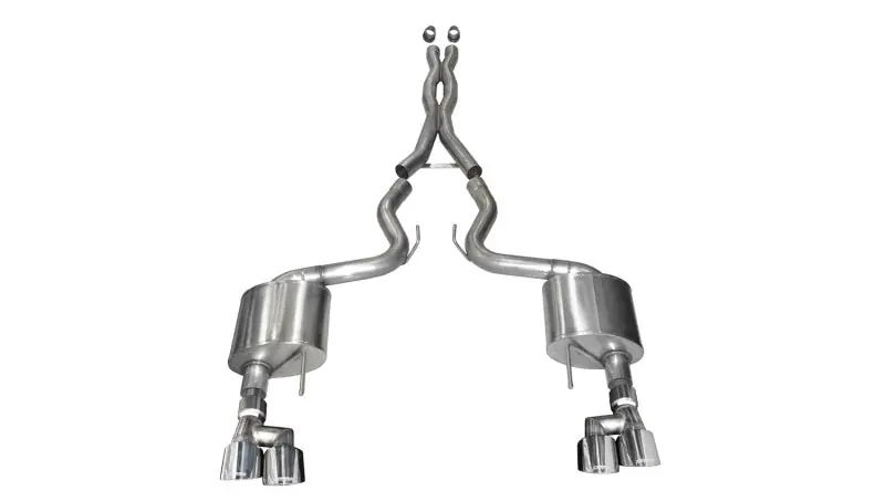 Corsa 2018-2023 Ford Mustang 5.0L 3in Sport Cat-Back Dual Rear Exit 4in Polished Pro-Series Tips (COR21042)
