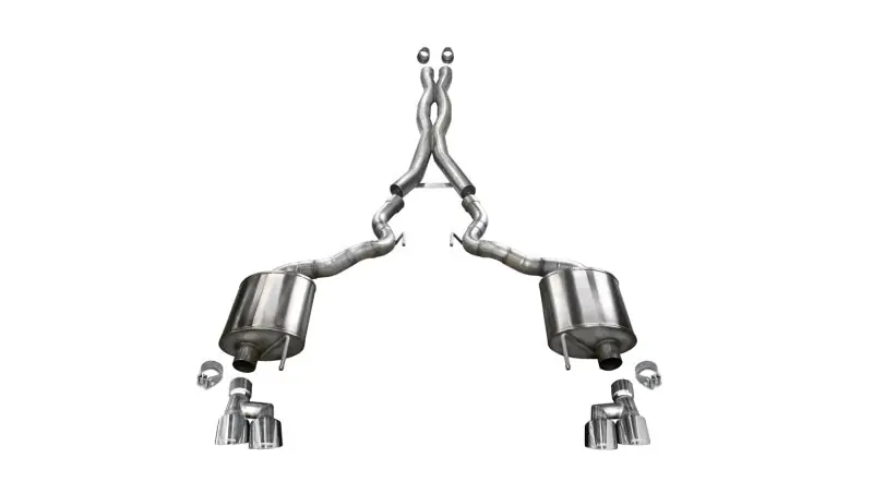 Corsa 2018-2023 Ford Mustang GT Convertible Sport Cat-Back Exhaust w/ 4in Tips (COR21047)