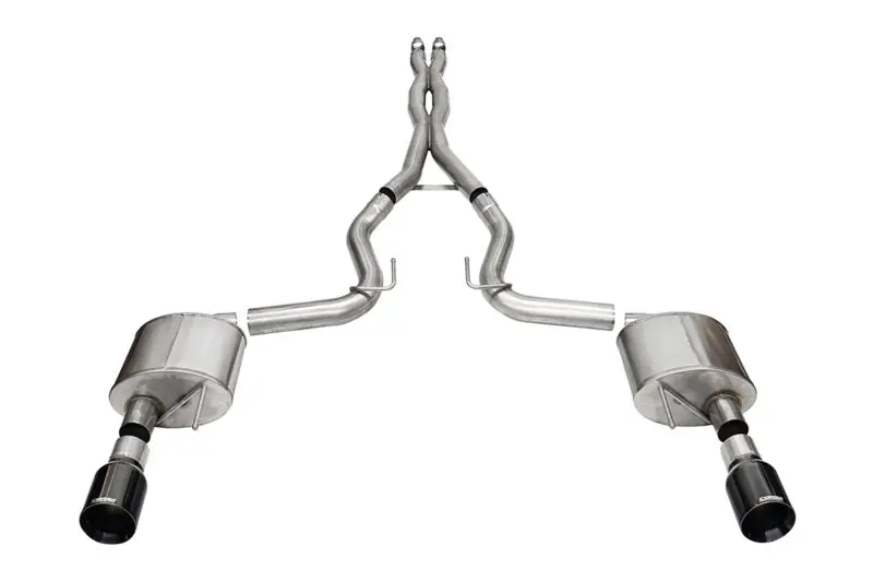 Corsa 24 Ford MustangGT Xtreme Cat-Back Ex.Sys 3.0in Dual Rear Exit w/4.5in Blk PVD StraightCut Tip (COR21251BLK)