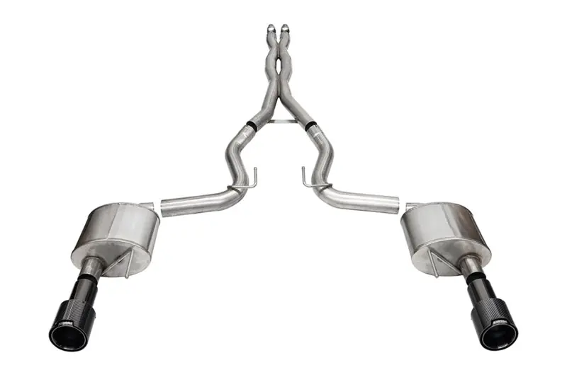 Corsa 2024-2024 Ford Mustang GT 5.0L V8 Xtreme 4.5 Cat-Back Duel Rear w/ 4.5 In Carbon Fiber Tips (COR21251CFBLK)