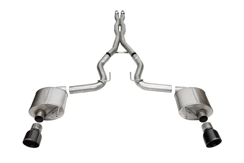 Corsa 2024 Ford MustangGT Sport Cat-Back Ex.Sys 3.0in Dual Rear Exit w/4.5in Blk PVD Pro Series Tips (COR21254BLK)