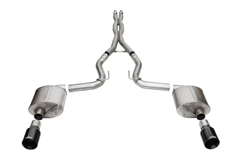 Corsa 2024 rd Mustang GT- Sport Cat-Back Ex.Sys 3.0in Dual Rear Exit w/4.5in Blk PVD StraightCut Tip (COR21255BLK)