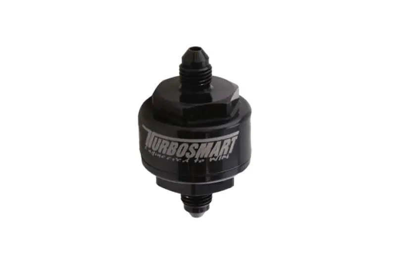 Turbosmart Billet Turbo Oil Feed Filter w/44 Micron Pleated Disc -4AN Male Inlet - Black (TURTS-0804-1002)