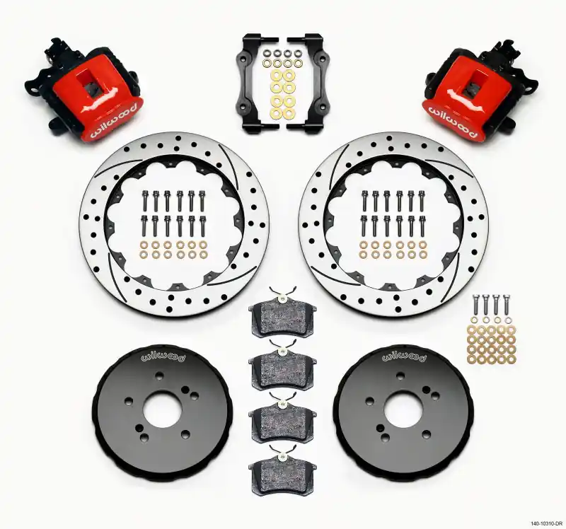 Wilwood Combination Parking Brake Rear Kit 12.88in Drilled Red Honda S2000 (WIL140-10310-DR)