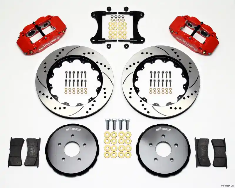 Wilwood Narrow Superlite 6R Front Hat Kit 14.00in Drill Red Nissan 370Z/Fiti G37 (WIL140-11584-DR)