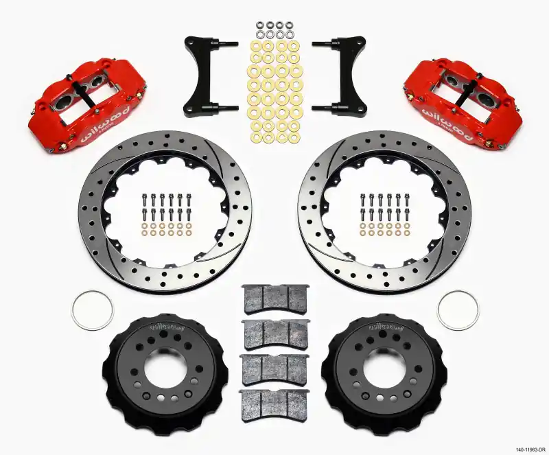 Wilwood Narrow Superlite 6R Front Hat Kit 12.88in Drill Red 93-96 Mazda RX7 (WIL140-11963-DR)
