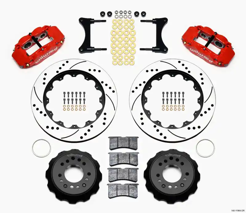 Wilwood Narrow Superlite 6R Front Hat Kit 14.00in Drill Red 93-96 Mazda RX7 (WIL140-11964-DR)