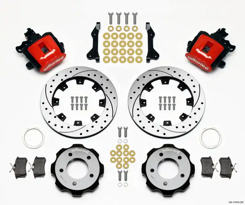 Wilwood Combination Parking Brake Rear Kit 12.19in Drilled Red 2006-Up Civic / CRZ (WIL140-11979-DR)
