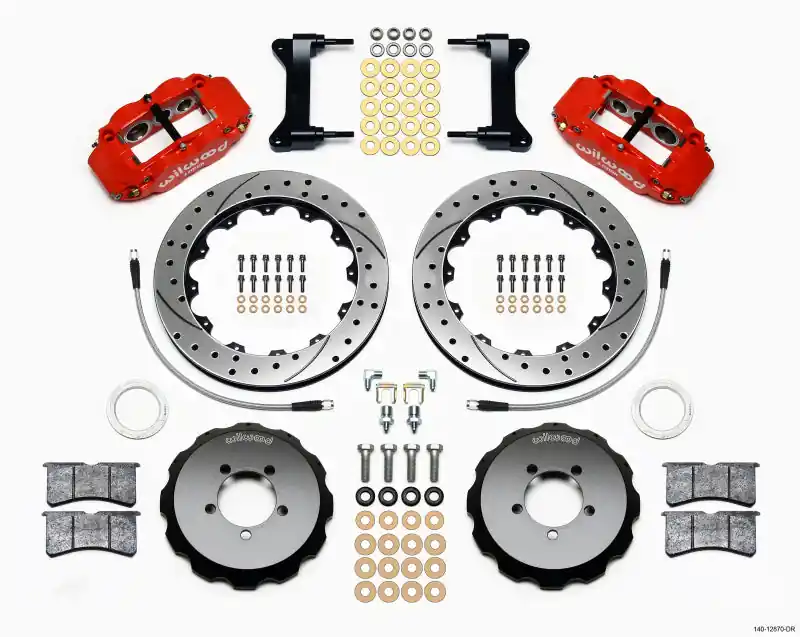 Wilwood Narrow Superlite 6R Front Hat Kit 12.88in Drill Red 2012-Up Toyota / Scion FRS w/ Lines (WIL140-12870-DR)