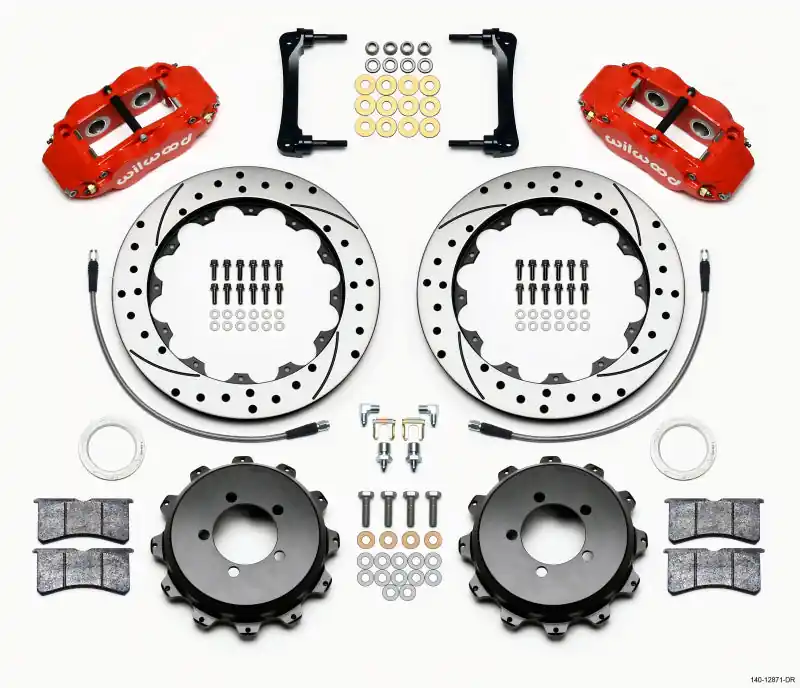 Wilwood Narrow Superlite 4R Rear Kit 12.88in Drilled Red 2012-Up Toyota / Scion FRS w/Lines (WIL140-12871-DR)