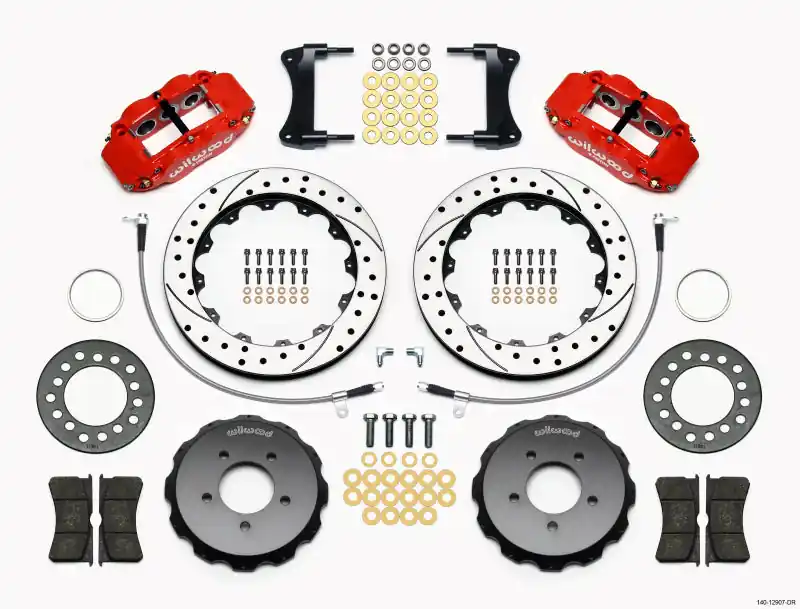 Wilwood Narrow Superlite 6R Front Hat Kit 12.88in Drill Red 2005-Up Mazda Miata w/ Lines (WIL140-12907-DR)