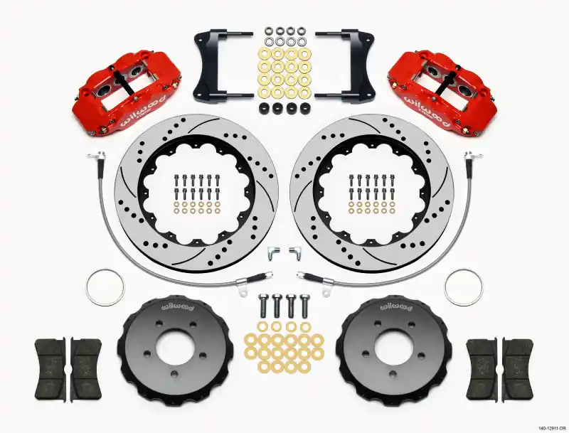 Wilwood Narrow Superlite 6R Front Hat Kit 14.00in Drill Red 2005-Up Mazda Miata w/ Lines (WIL140-12911-DR)