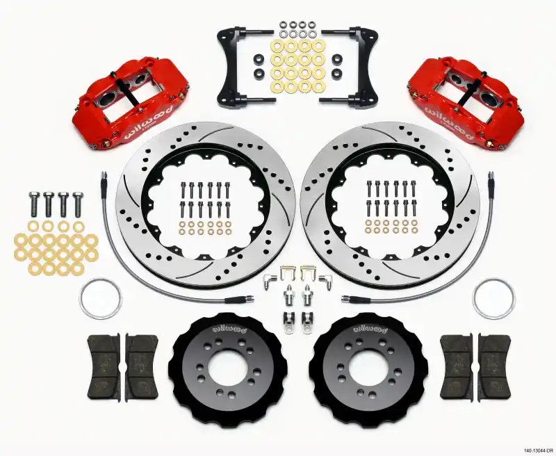 Wilwood Narrow Superlite 6R Front Hat Kit 14.00in Drilled Red 2008-up Hyundai Genesis Coupe w/Lines (WIL140-13044-DR)