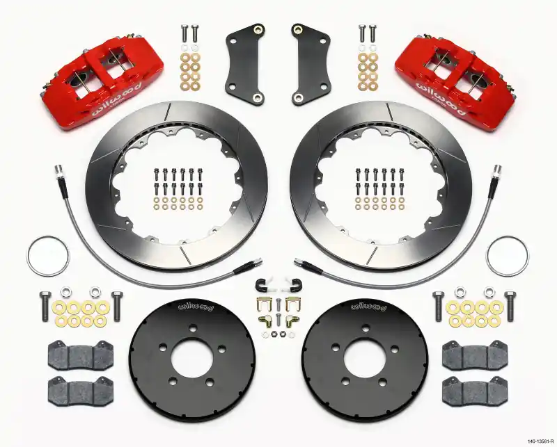 Wilwood Dynapro 6 Front Hat Kit 12.88in Red 2005-Up Mazda 3 w/ Lines (WIL140-13581-R)