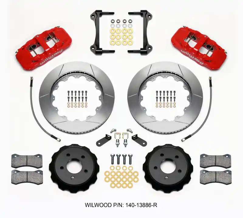 Wilwood AERO6 Front Hat Kit 14.00 Red 2015-Up Mustang w/Lines (WIL140-13886-R)