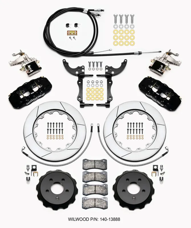 Wilwood AERO4 / MC4 Rear Kit 14.00 2015-Up Mustang w/Lines & Cables (WIL140-13888)