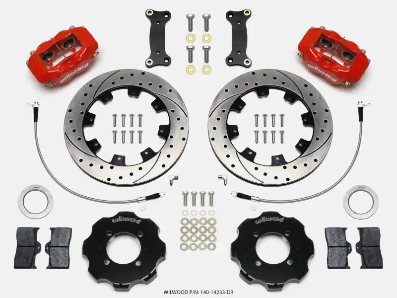 Wilwood Forged Dynalite Front Hat Kit 12.19in Drilled Red 2016-Up Mazda MX5 Miata w/ Lines (WIL140-14233-DR)