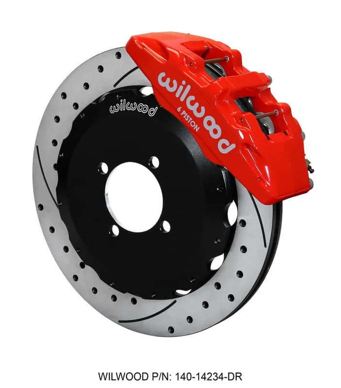 Wilwood Dynapro 6 Front Hat Kit 12.88in Drilled Red 2016-Up Mazda MX5 Miata w/ Lines (WIL140-14234-DR)