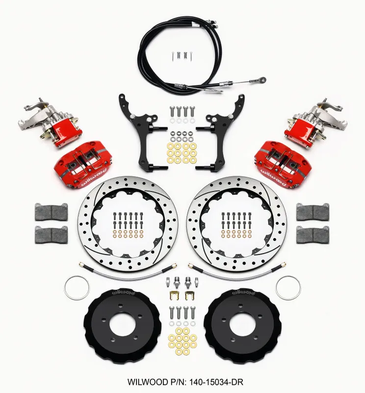 Wilwood Dynapro Radial4 / MC4 Rear Kit 12.88 Drilled Red 2006-15 Miata w/Lines & Cables (WIL140-15034-DR)