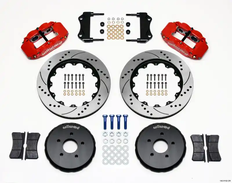 Wilwood Narrow Superlite 6R Front Hat Kit 14.00in Drill Red Nissan 350Z/Fiti G35 (WIL140-9192-DR)