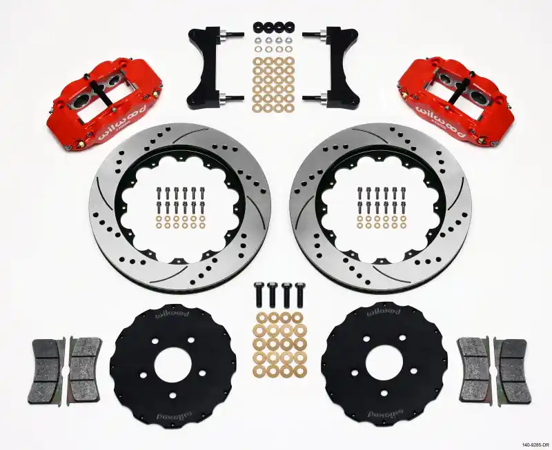 Wilwood Narrow Superlite 6R Front Hat Kit 14.00in Drilled Red Mitsubishi EVO VIII (WIL140-9285-DR)